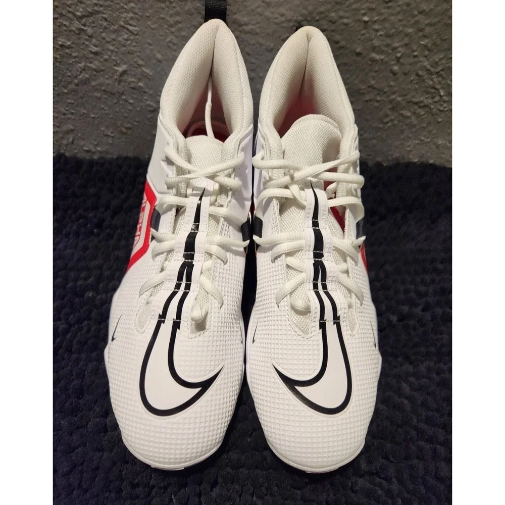 NIKE ALPHA MENACE Men's Football Cleats Sz 11.5 White w/Black, Red